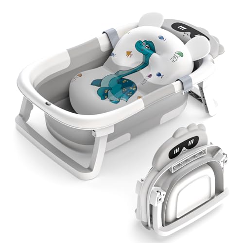 Baby Bathtub, Foldable Bathtub Baby with Non-Slip Mat, Portable Baby Bathtub, Newborn Essentials Baby Bath for Infants and Toddlers from 0-24 Months