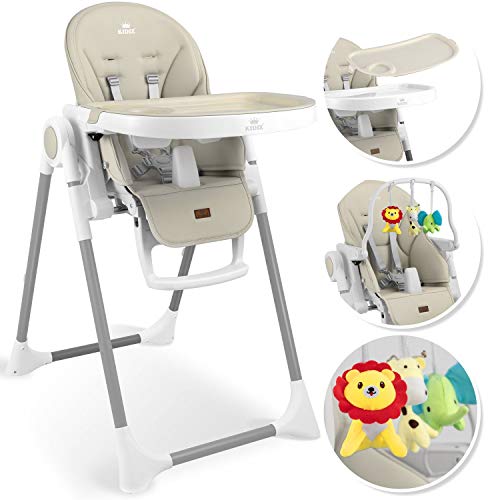 KIDIZ® 3-in-1 children's high chair, incl. toy bracket, baby lounger, combination high chair, baby high seat, 7-level height adjustable, adjustable backrest, growing with your child from 0 months to 6 years
