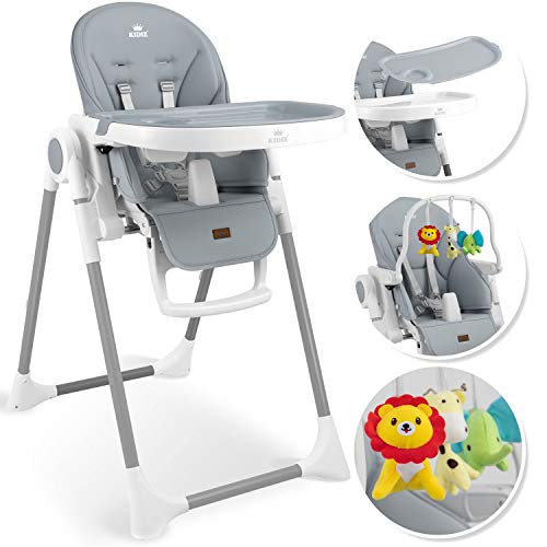 KIDIZ® 3-in-1 children's high chair, incl. toy bracket, baby lounger, combination high chair, baby high seat, 7-level height adjustable, adjustable backrest, growing with your child from 0 months to 6 years