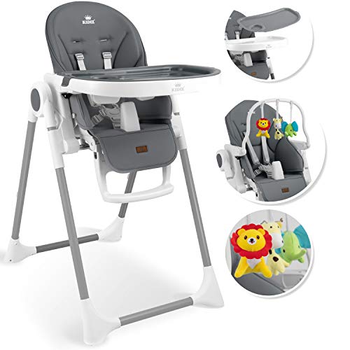 KIDIZ® 3-in-1 children's high chair, incl. toy bracket, baby lounger, combination high chair, baby high seat, 7-level height adjustable, adjustable backrest, growing with your child from 0 months to 6 years