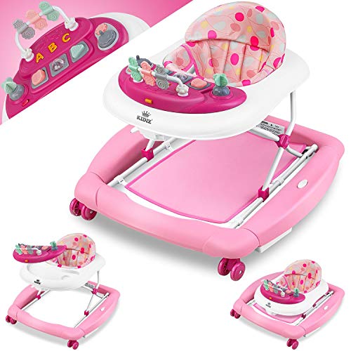 KIDIZ® 4in1 Lauflernhilfe Babywalker Spiel- und Lauflernwagen Gehfrei Schaukelfunktion Babywippe mit Rollen, Licht, Musik,Spielecenter Esstisch Laufstuhl Laufhilfe babys ab 6 Monaten Klappbar Blau