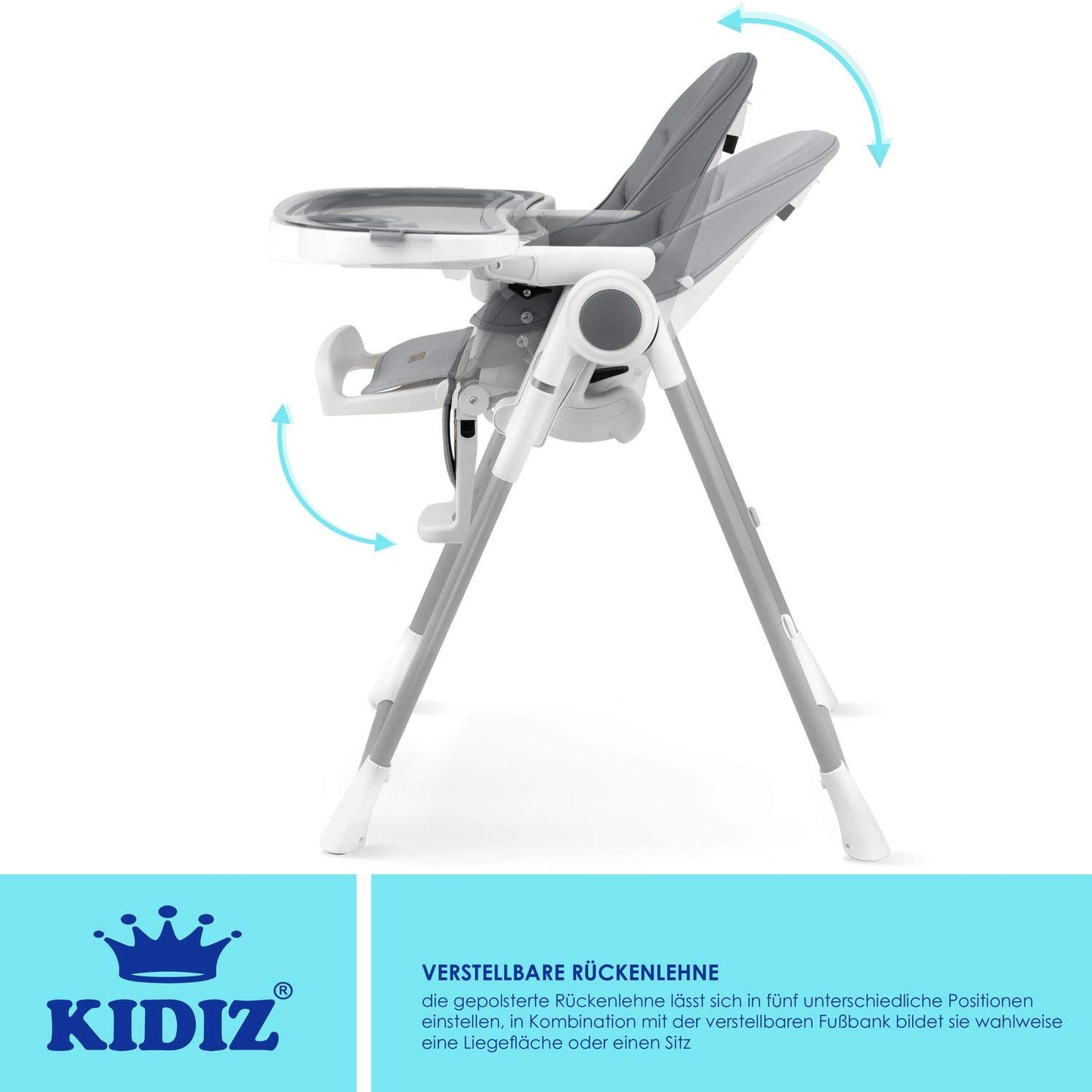 KIDIZ® 3-in-1 children's high chair, incl. toy bracket, baby lounger, combination high chair, baby high seat, 7-level height adjustable, adjustable backrest, growing with your child from 0 months to 6 years