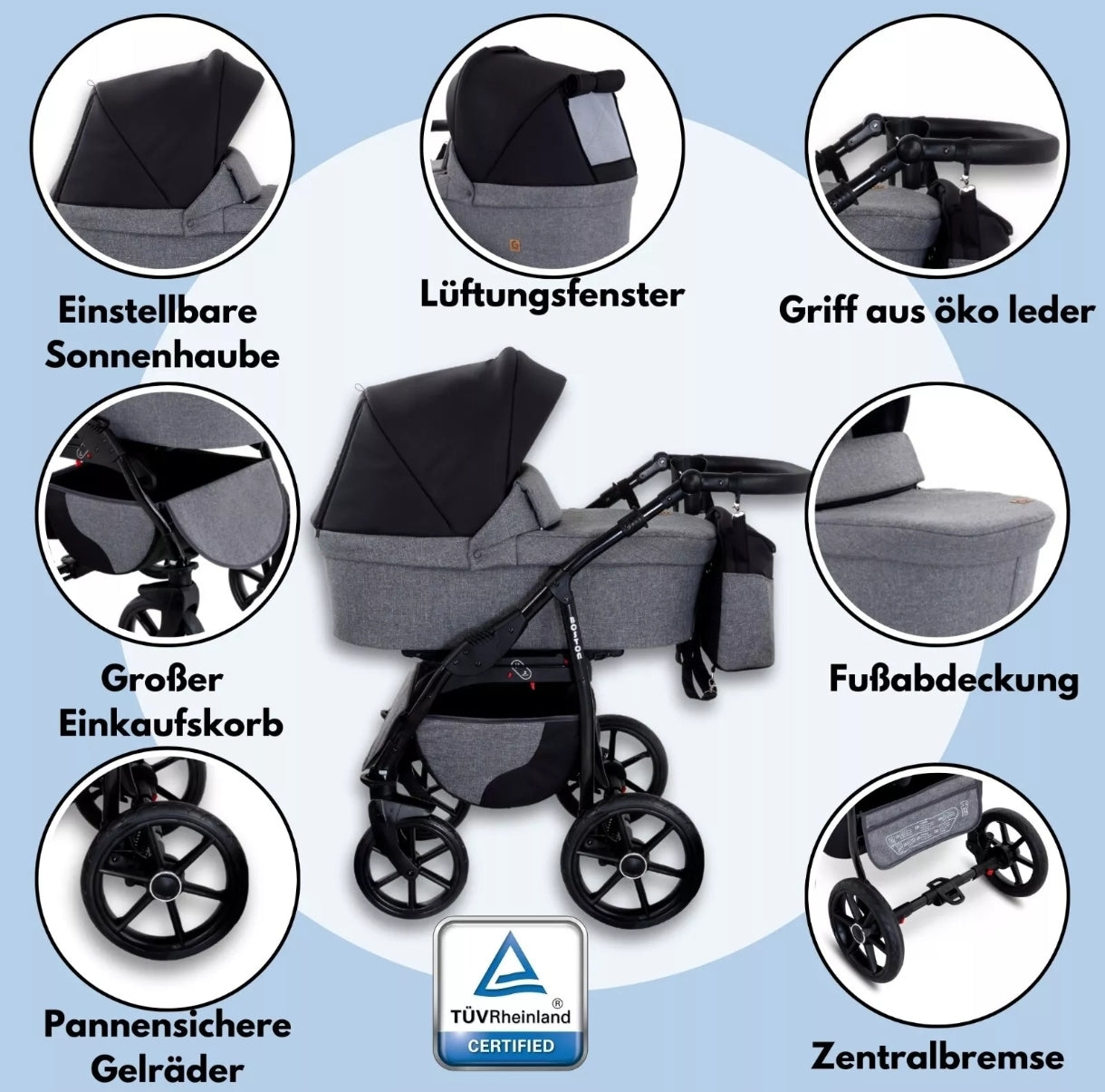 Boston 3 in 1 Complete Set with Car Seat Combi Stroller