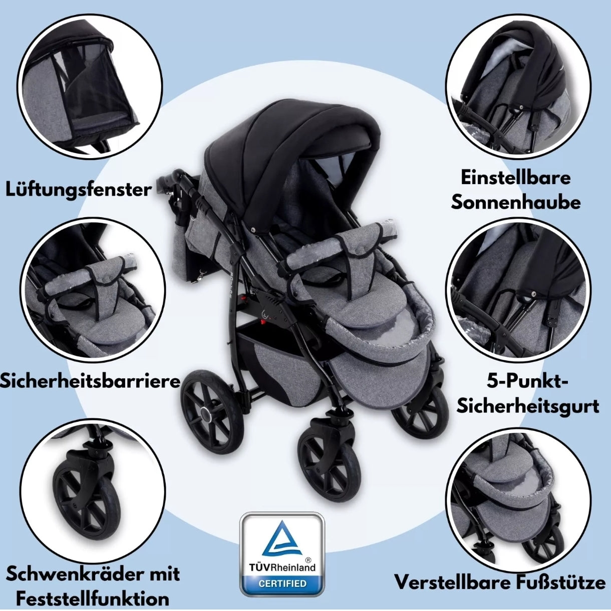 Boston 3 in 1 Complete Set with Car Seat Combi Stroller
