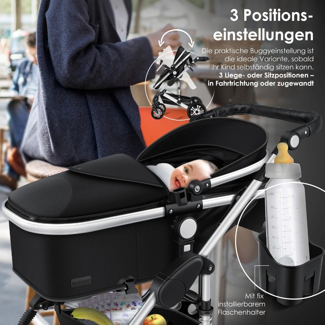 KESSER® Loops 3 in 1 Kombi-Kinderwagen Buggy Reisebuggy inkl. Auto- Babyschale