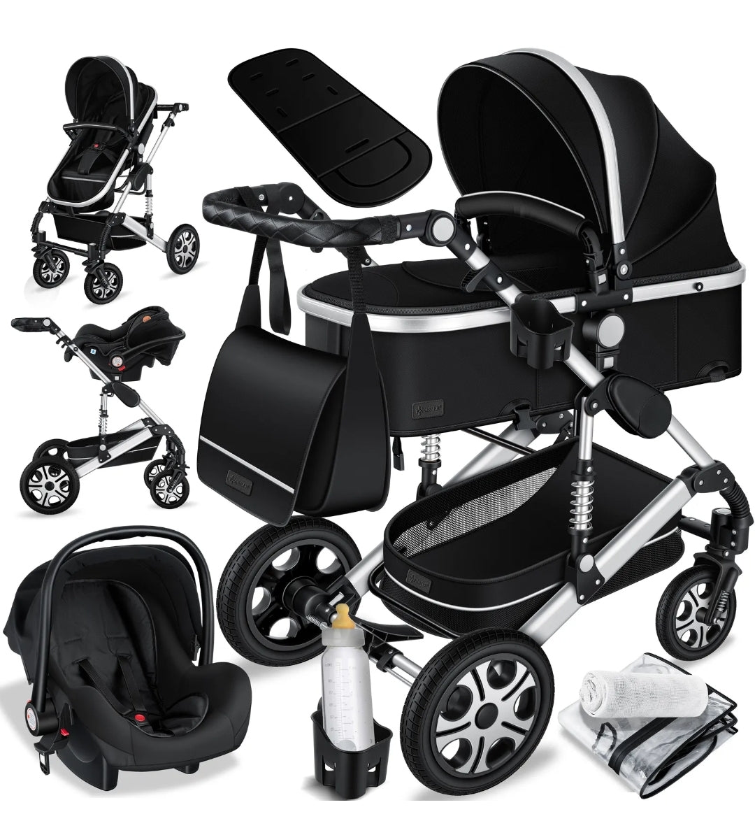KESSER® Loops 3 in 1 Kombi-Kinderwagen Buggy Reisebuggy inkl. Auto- Babyschale