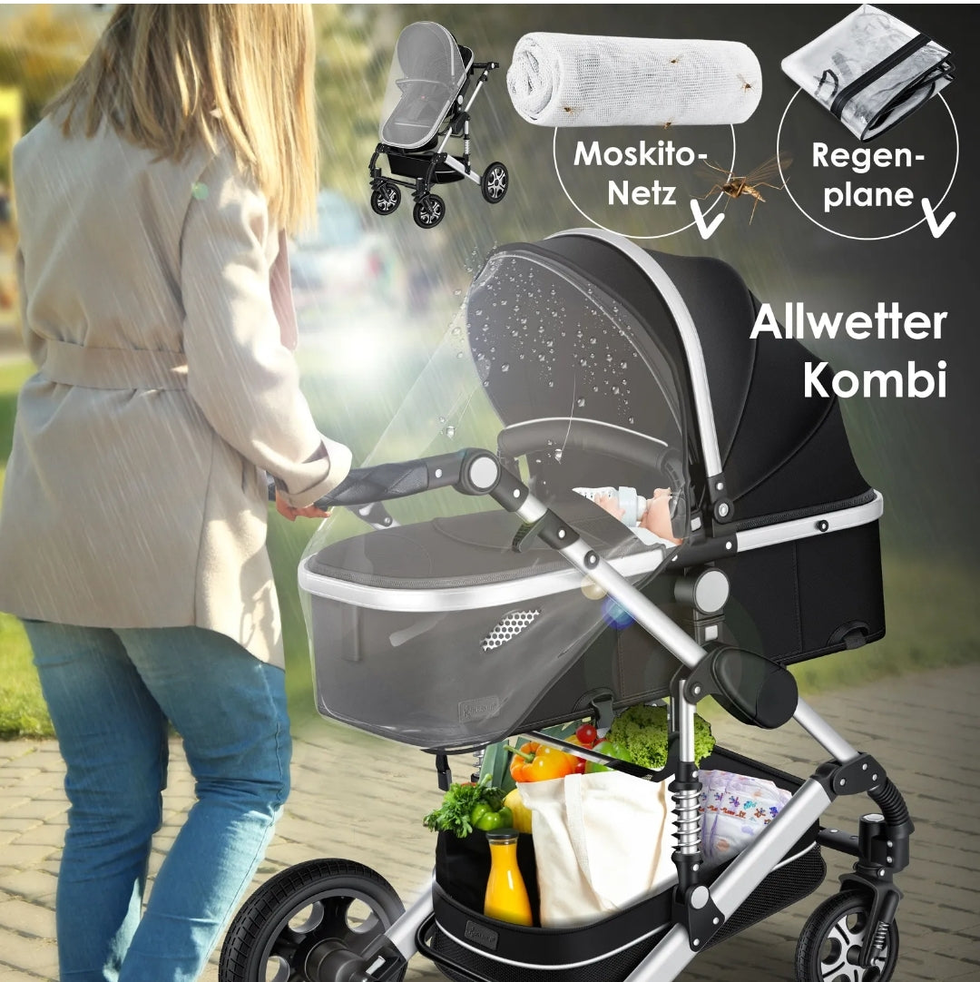 KESSER® Loops 3 in 1 Kombi-Kinderwagen Buggy Reisebuggy inkl. Auto- Babyschale