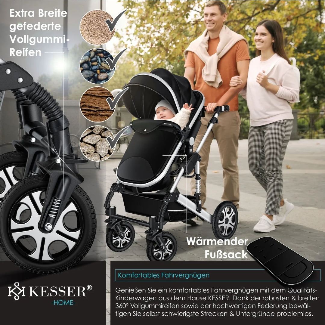 KESSER® Loops 3 in 1 Kombi-Kinderwagen Buggy Reisebuggy inkl. Auto- Babyschale