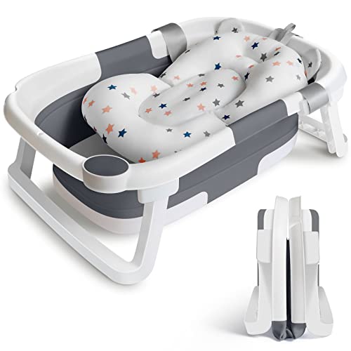Baby Bathtub, Foldable Bathtub Baby with Non-Slip Mat, Portable Baby Bathtub, Newborn Essentials Baby Bath for Infants and Toddlers from 0-24 Months