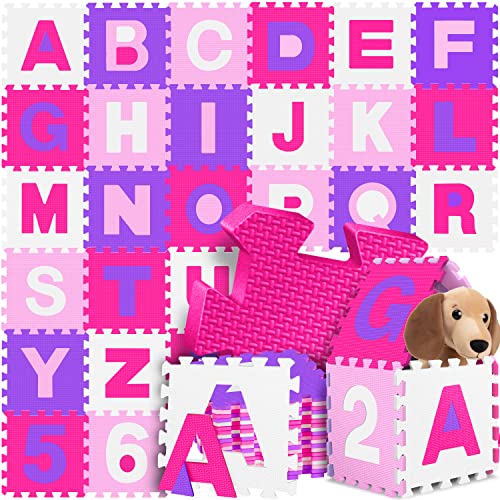 KIDIZ® Spielmatte 86 TLG Spielteppich Puzzlematte Kinderteppich Schutzmatte Kinderspielteppich Schaumstoffmatte ABC Lernteppich Puzzleteppich Puzzle Zahlen Buchstaben Maß je Matte ca. 31,5x31,5cm Bunt