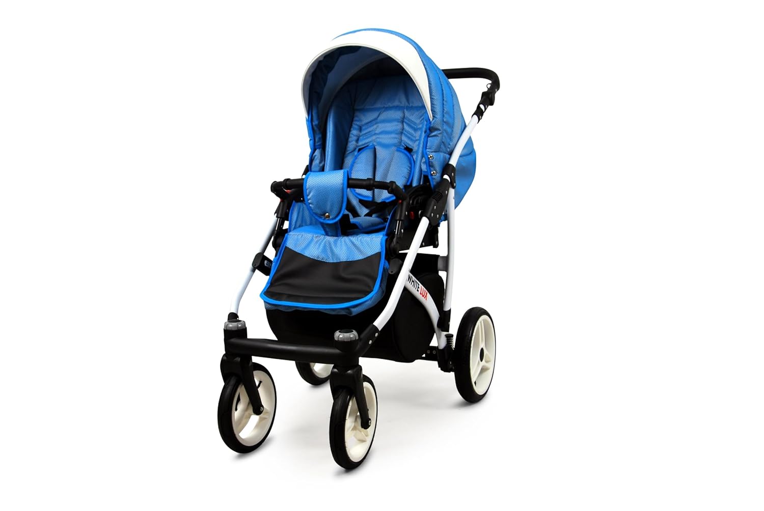 BabyLux® Bambimo Kinderwagen Set 3 in 1 - White Lux - incl. Babywanne, Buggy Sportsitz, Auto-Babyschale - Autositz - Kinderwagenset - Kombikinderwagen mit Wickeltasche, Regenschutz usw.