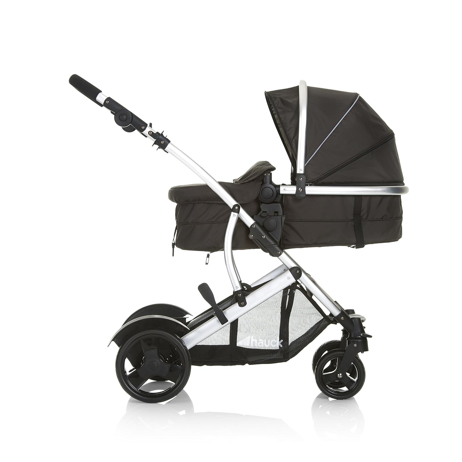 Hauck duet 2 double stroller for brothers of different ages, baby carry-on bag convertible into reversible seat, low detachable seat, height-adjustable handlebar, black forest