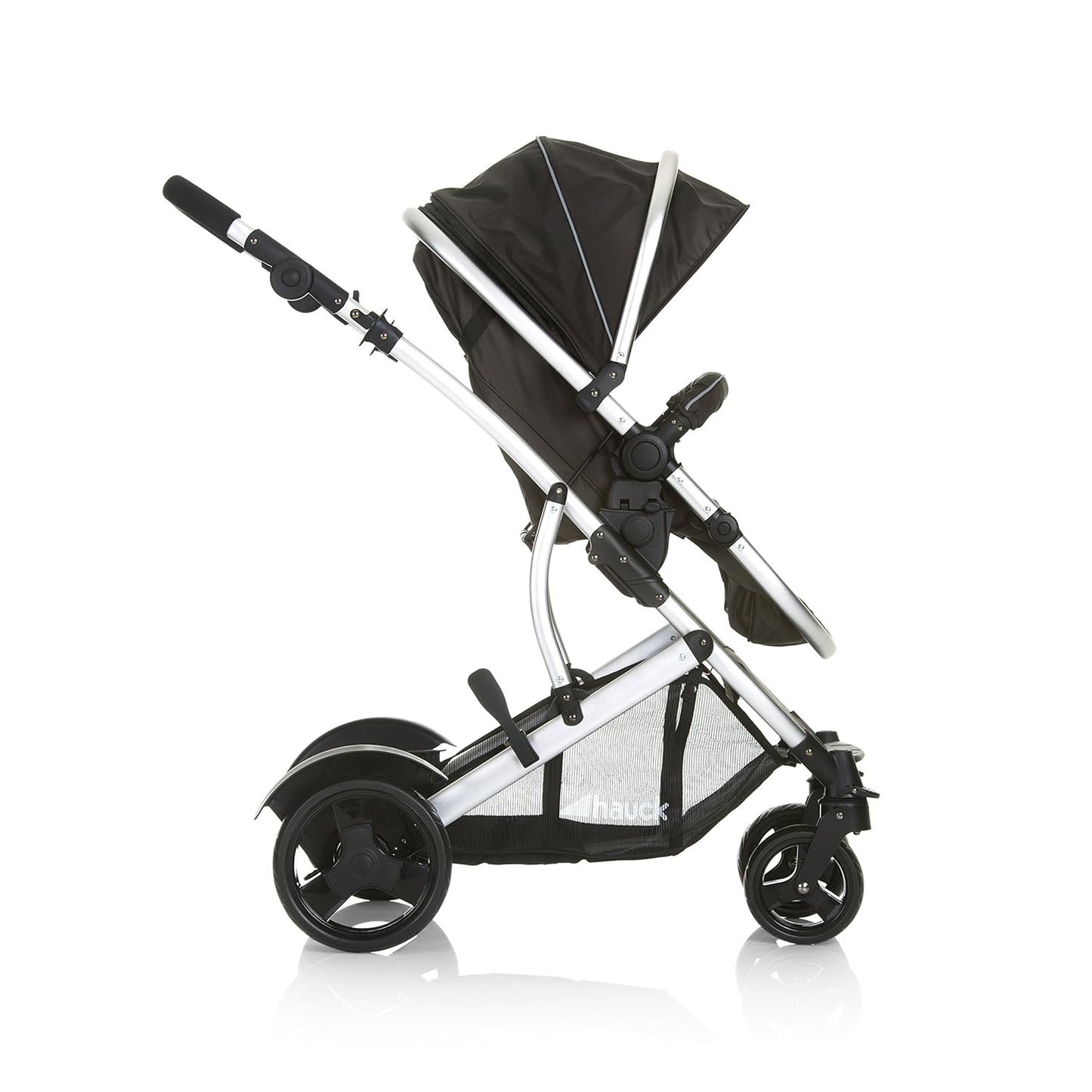 Hauck duet 2 double stroller for brothers of different ages, baby carry-on bag convertible into reversible seat, low detachable seat, height-adjustable handlebar, black forest
