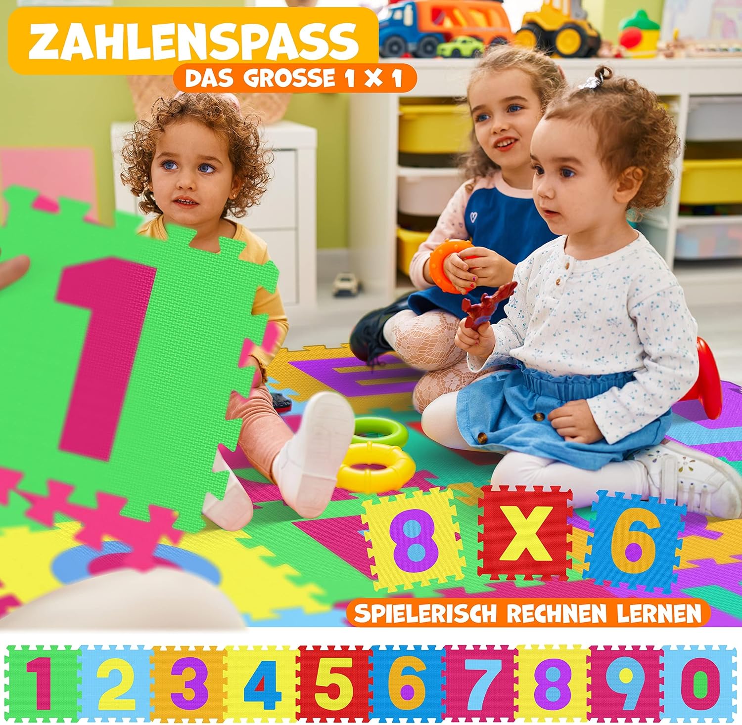 KIDIZ® Spielmatte 86 TLG Spielteppich Puzzlematte Kinderteppich Schutzmatte Kinderspielteppich Schaumstoffmatte ABC Lernteppich Puzzleteppich Puzzle Zahlen Buchstaben Maß je Matte ca. 31,5x31,5cm Bunt