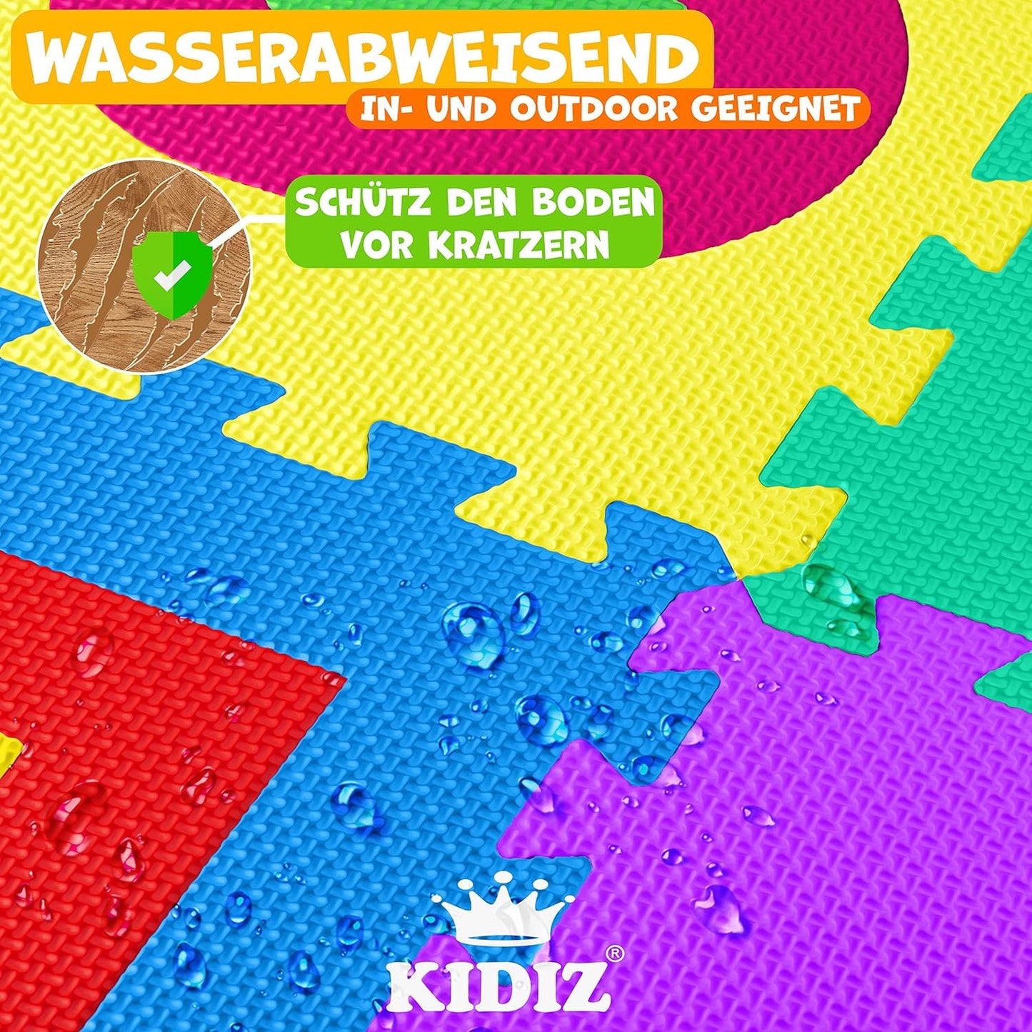 KIDIZ® Spielmatte 86 TLG Spielteppich Puzzlematte Kinderteppich Schutzmatte Kinderspielteppich Schaumstoffmatte ABC Lernteppich Puzzleteppich Puzzle Zahlen Buchstaben Maß je Matte ca. 31,5x31,5cm Bunt