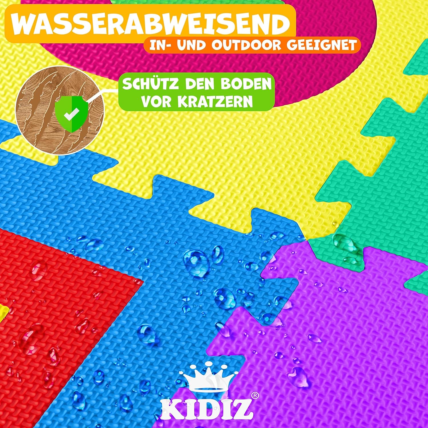 KIDIZ® Spielmatte 86 TLG Spielteppich Puzzlematte Kinderteppich Schutzmatte Kinderspielteppich Schaumstoffmatte ABC Lernteppich Puzzleteppich Puzzle Zahlen Buchstaben Maß je Matte ca. 31,5x31,5cm Bunt