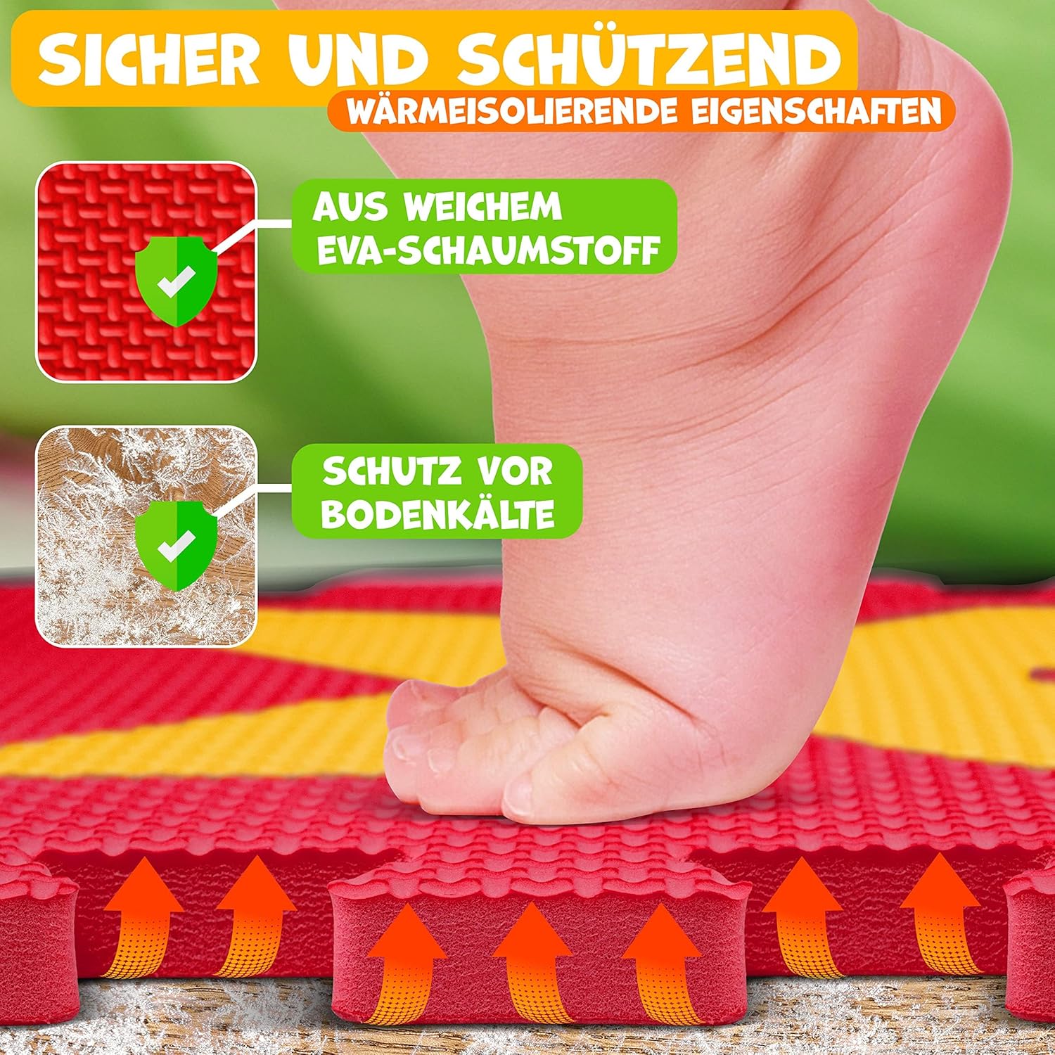 KIDIZ® Spielmatte 86 TLG Spielteppich Puzzlematte Kinderteppich Schutzmatte Kinderspielteppich Schaumstoffmatte ABC Lernteppich Puzzleteppich Puzzle Zahlen Buchstaben Maß je Matte ca. 31,5x31,5cm Bunt