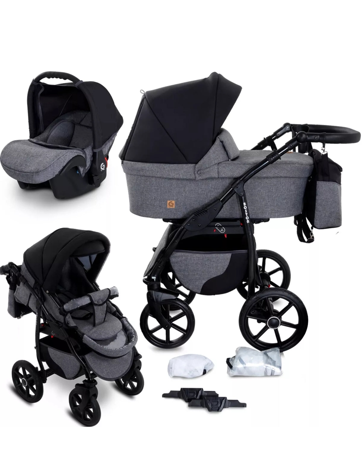Boston 3 in 1 Complete Set with Car Seat Combi Stroller
